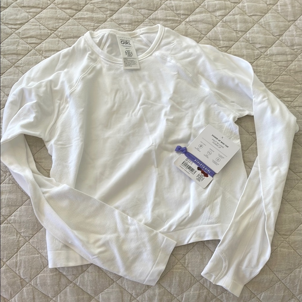 Athleta Girl White Long Sleeve Midi Top